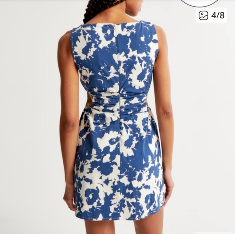 Abercrombie & Fitch Blue & White Cutout Midi Dress Size XXS - Picture 3 of 8